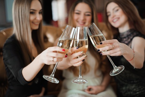 Group of ladies drinking on a get-away day