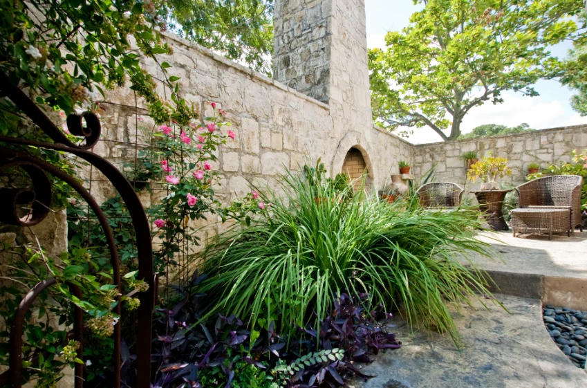 Gardens and stonework at Paniolo Ranch