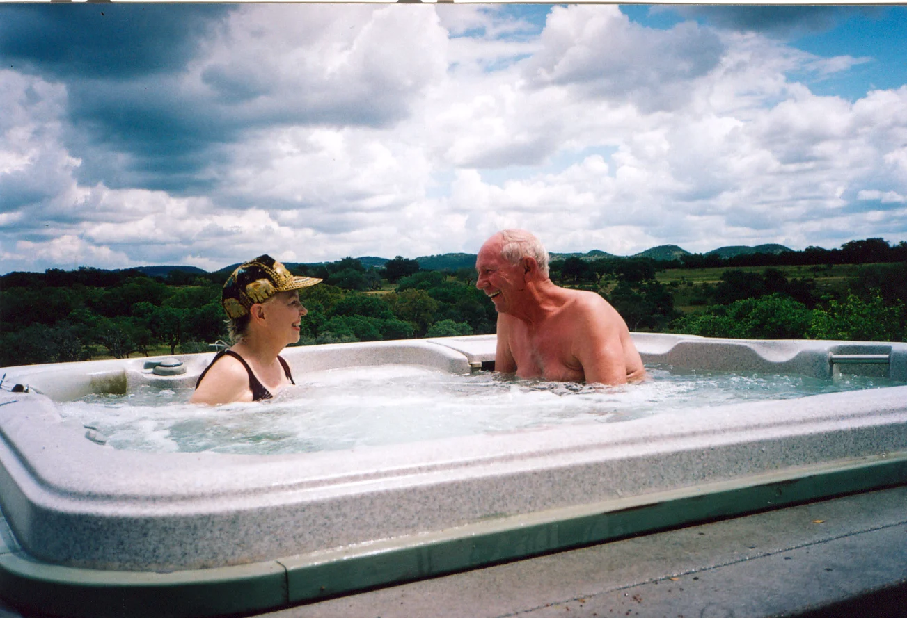 Older couple in the hot tub at Paniolo Ranch